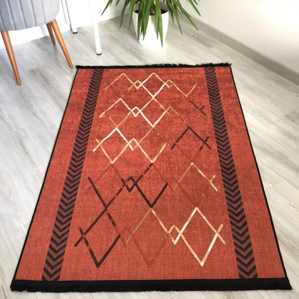Duren Home Turuncu Ok Bordürlü Dekoratif Kilim - 160 x 230 cm - Kül Rengi Kilim Fiyatı