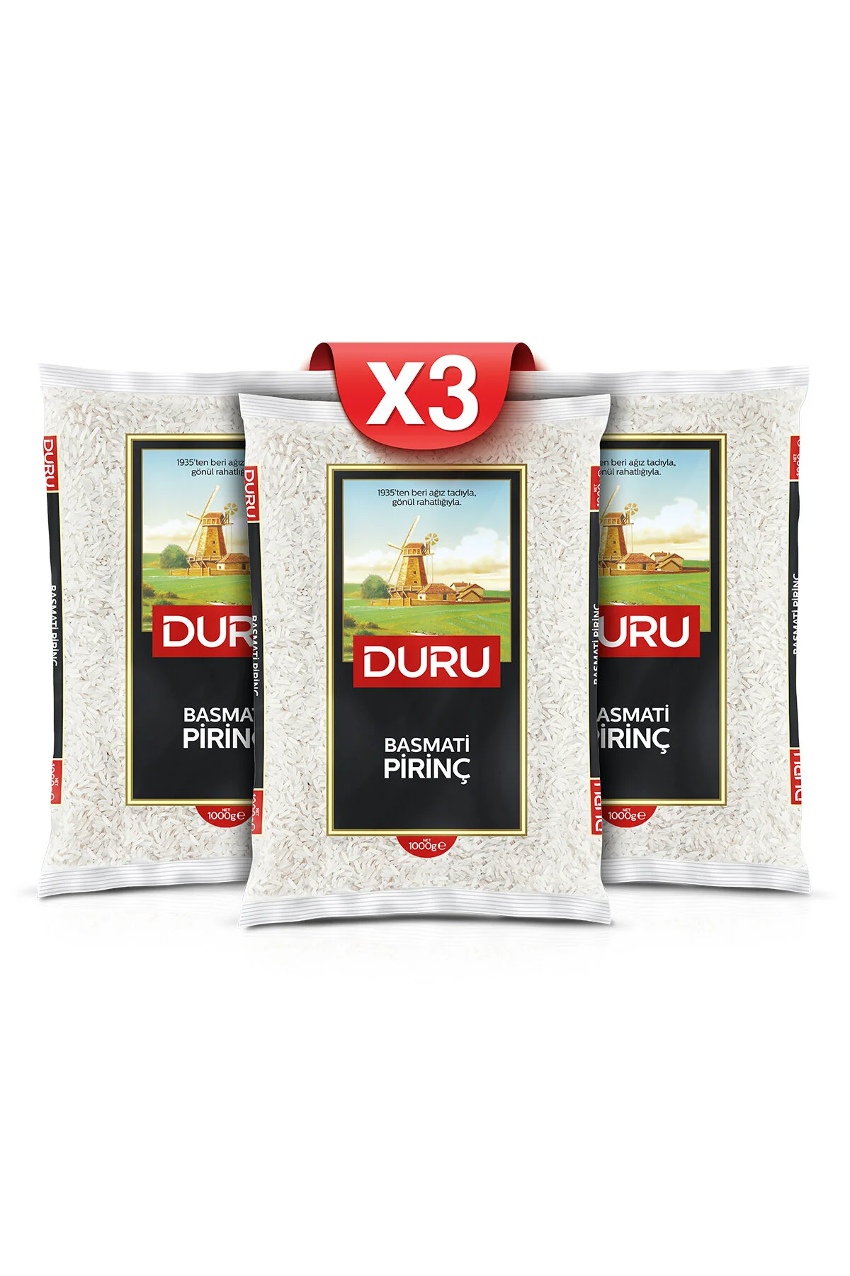 Duru Bulgur 3lü Basmati Pirinç Paketi X3 Adet 1kg" Bakliyat Fiyatı