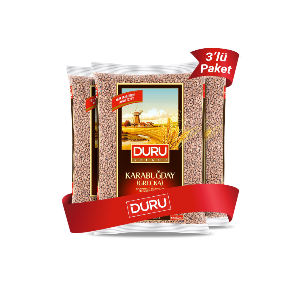 Duru Bulgur 3lü Karabuğday ( Greçka) Paketi X3 Adet 1 Kg Bakliyat Fiyatı