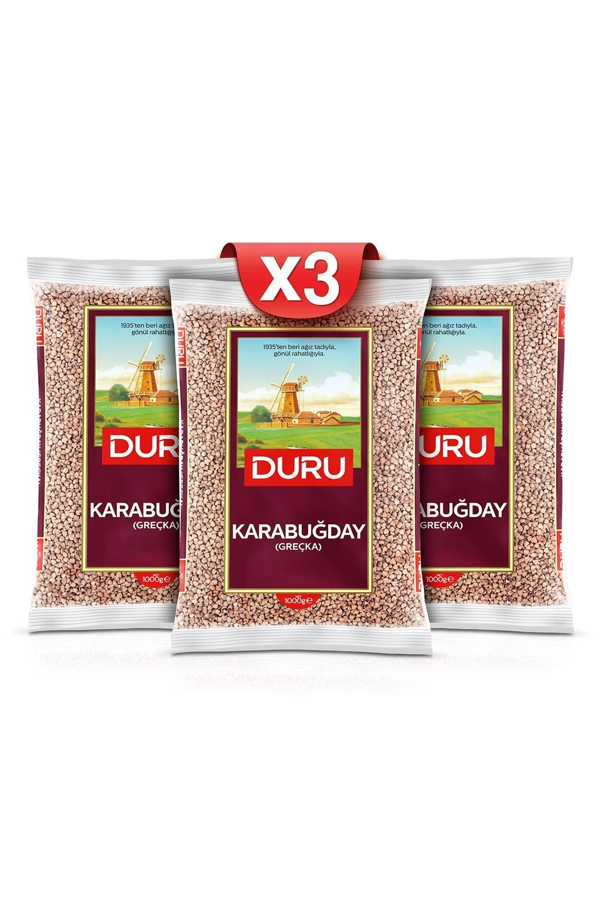 Duru Bulgur 3lü Karabuğday (KAVRULMUŞ) ( Greçka) Paketi X3 Adet 1 Kg" Bakliyat Fiyatı