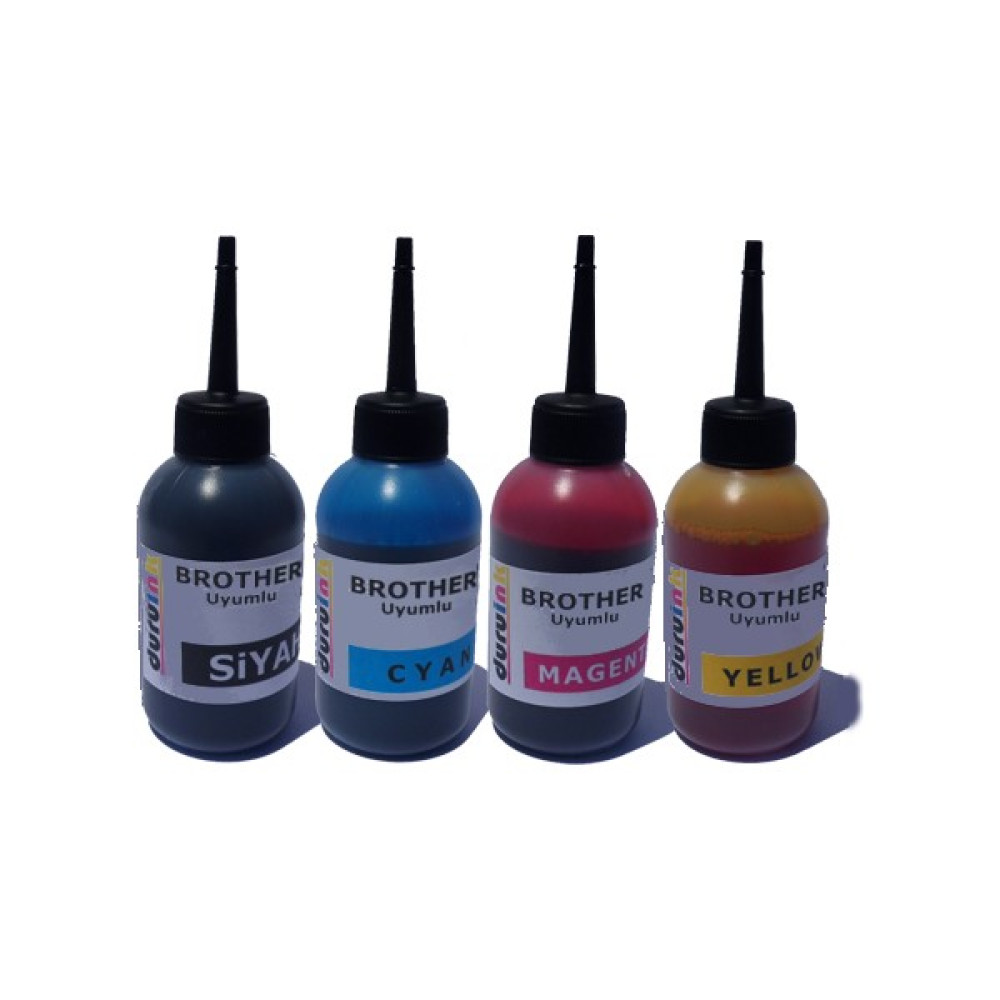 Duruink Brother Bitmeyen Kartuşlu Tanklı Yazıcı Uyumlu 4x100 ml Mürekkep Seti - 4 Renk - Renkli Kartuşlar Fiyatı