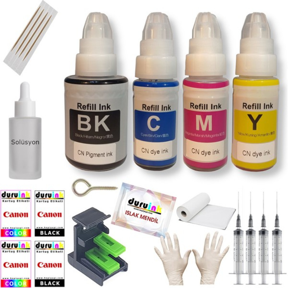 Duruink Canon Pixma E414 PG46 CL56 Yazıcı Uyumlu Kartuş Dolum Seti-1.kalite Mürekkep - Renkli Kartuşlar Fiyatı