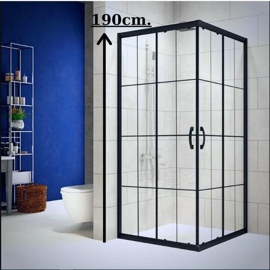 Durul 100x80 cm Dikdörtgen 5 mm Şeffaf Siyah Profil Teknesiz Duşakabin
