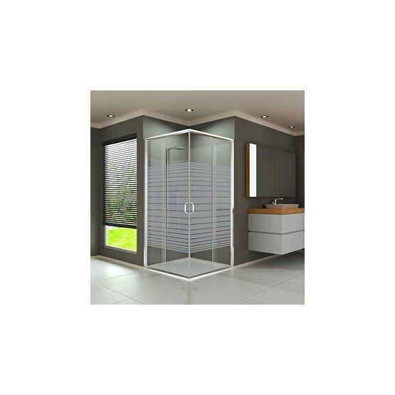 Durul 80x80 cm Kare 5 mm Çizgili Teknesiz Duşakabin