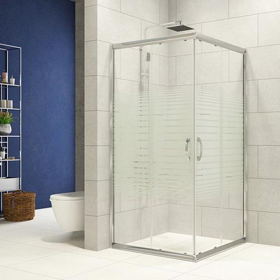 Durul 80x90 cm Dikdörtgen 5 mm Çizgili Teknesiz Duşakabin