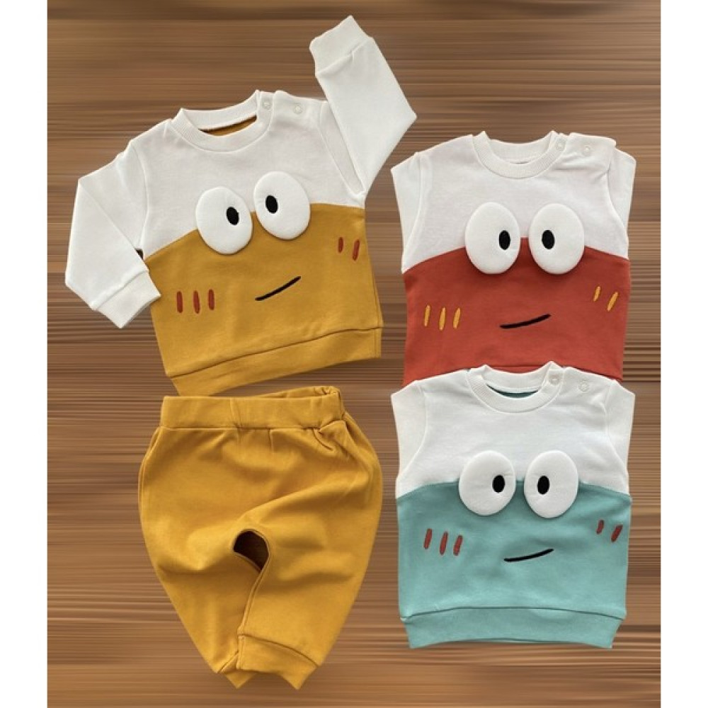 Durumini Baby Şaşkın Göz Kabartma Desen Penye Takım Bebek Giysi Takım Fiyatı