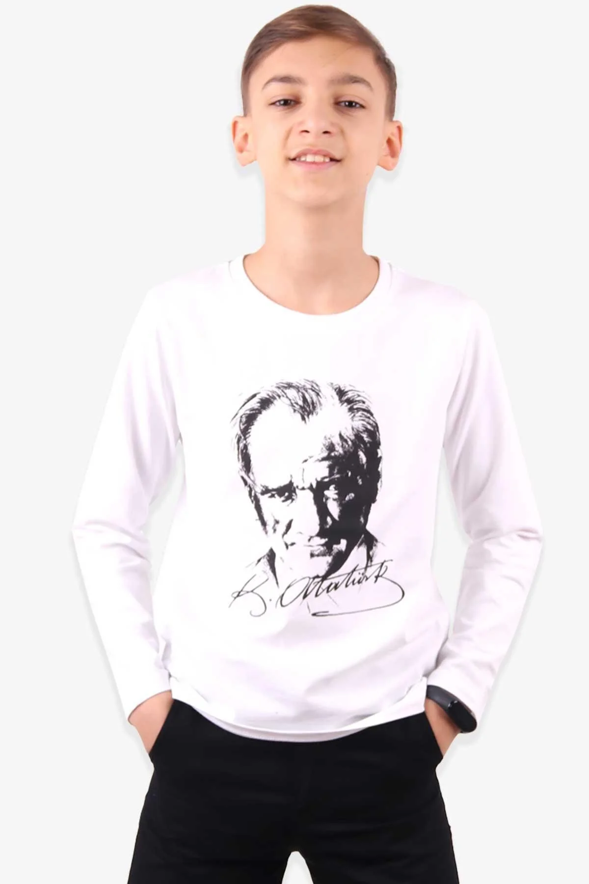 durumod Uzun Kollu Atatürk Baskılı Çocuk Tişort Unısex 4-7 Yaş Beden" Bayan T-shirt Fiyatı