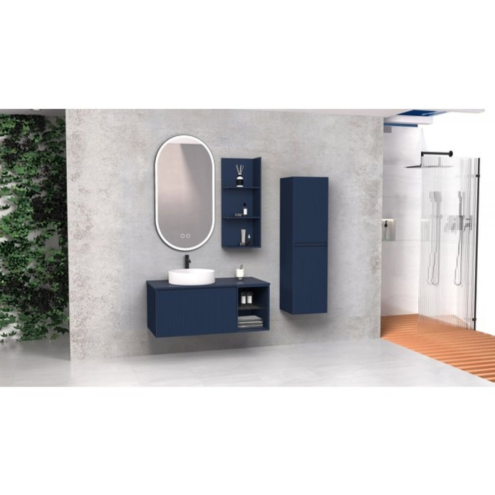 Duşapark Banyo Almonde 100 cm Beyaz Lavabolu Banyo Dolabı - Lacivert Banyo Dolabı / Mobilyası Fiyatı