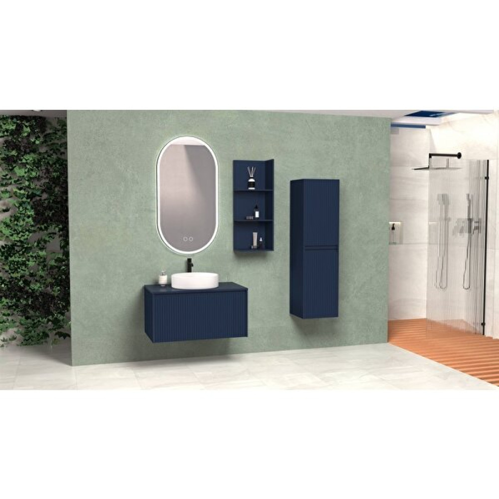 Duşapark Banyo Almonde 80 cm Beyaz Lavabolu Banyo Dolabı - Lacivert Banyo Dolabı / Mobilyası Fiyatı