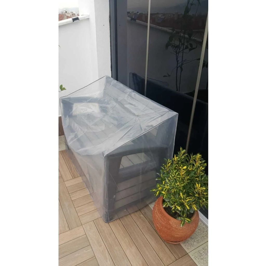 Düşler Ev Tekstili 130x80 cm Şeffaf İkili Koltuk Koruma Örtüsü Yağmur ve Tozdan Koruma Koltuk Fiyatı