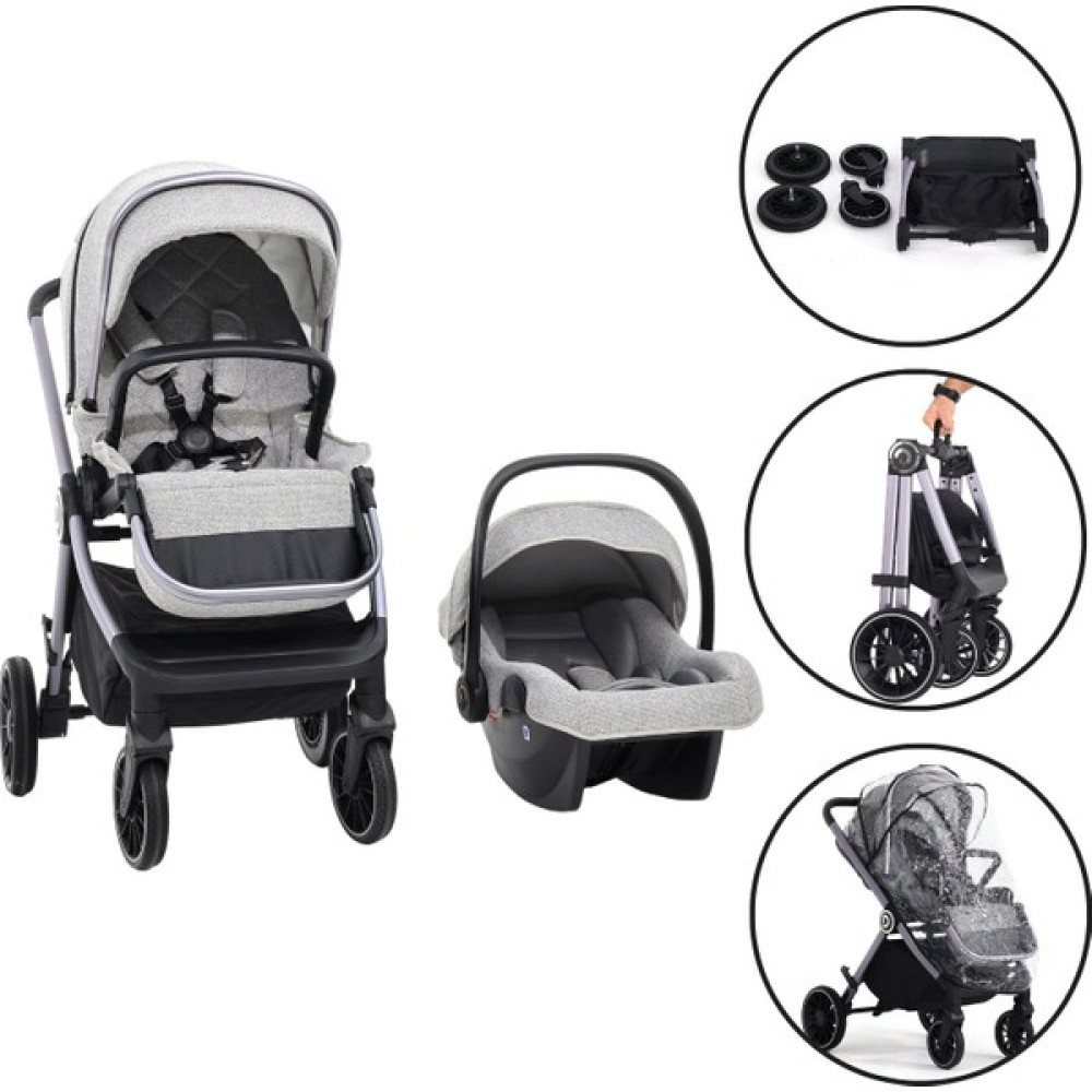 Duux Pro Max Katlanır Çift Yönlü Seyahat Travel Sistem Bebek Arabası - Açık Gri Bebek Arabası-Puset Aksesuarları Fiyatı