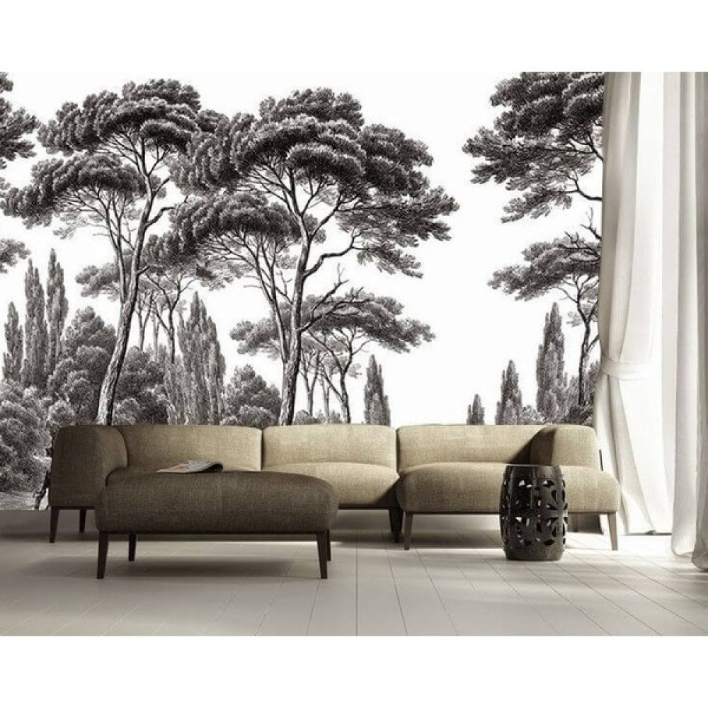 Duvar Kağıdı Marketi Siyah Beyaz Orman Tropikal 3D Duvar Kağıdı - 162x100cm - Renkli Poster Fiyatı