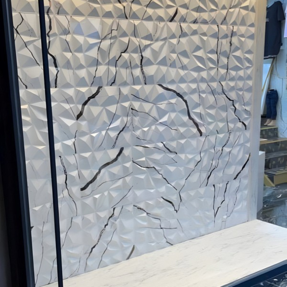 Duvarım 3 Boyutlu Mermer Desenli Pvc Duvar Paneli (50-50 cm 4 Adet-1 Metrekare) - 50x50 cm - Beyaz - Siyah Ofis Mobilya Aksesuarları Fiyatı