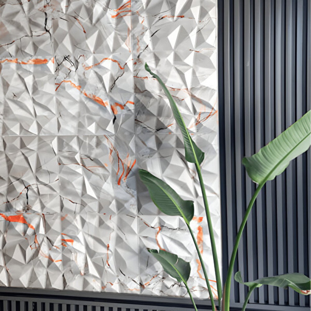 Duvarım 3 Boyutlu Mermer Desenli Pvc Duvar Paneli (50-50 cm 4 Adet-1 Metrekare) - 50x50 cm - Turuncu - Gri Ofis Mobilya Aksesuarları Fiyatı
