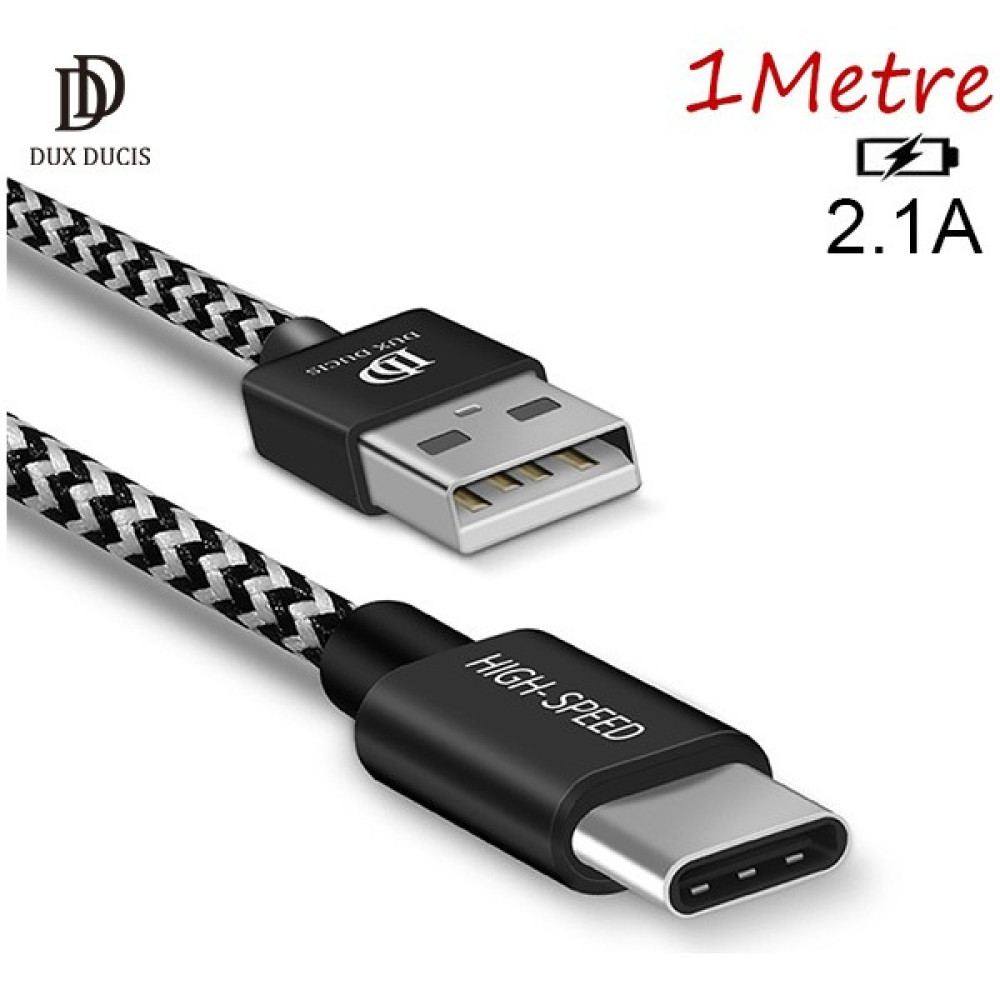 Dux Ducıs USB Type C Kopmaz Yırtılmaz USB Kablo Hızlı Şarj 1 Metre - Siyah - Gri Cep Telefonu Şarj Cihazı Fiyatı