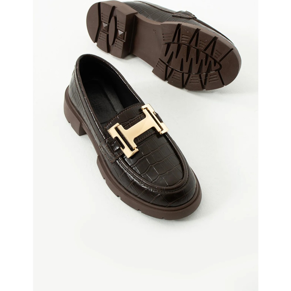 Duxal Shoes Kadın Loafer Suni Deri Yüksek Taban Tokalı Ayakkabı Kahverengi Ayakkabılar ve Çantalar Fiyatı