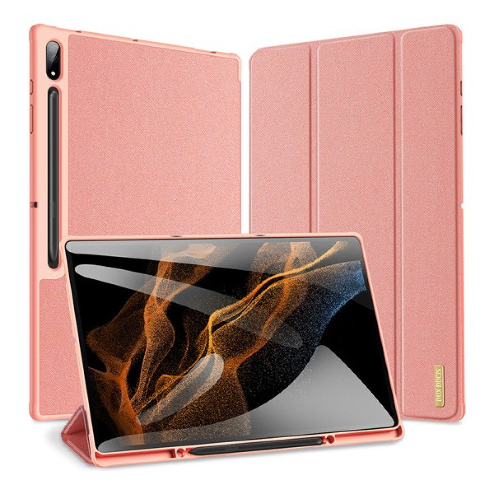 Duxweel Samsung Galaxy Tab S7 Fe Lte 12.4'' Inch SM-T737 T730 T733 Standlı Mıknatıslı Ultra Ince Premium Deri Kılıf - Pembe Tablet Kılıfı Fiyatı