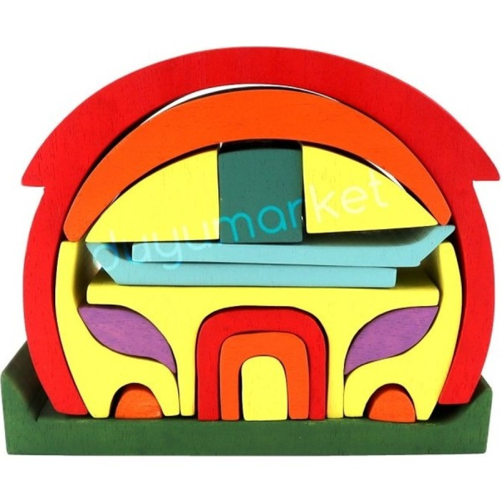 Duyu Market Waldorf Ahşap Puzzle Oyuncak Ev - Ahşap Desenli Bebek Oyuncakları Fiyatı