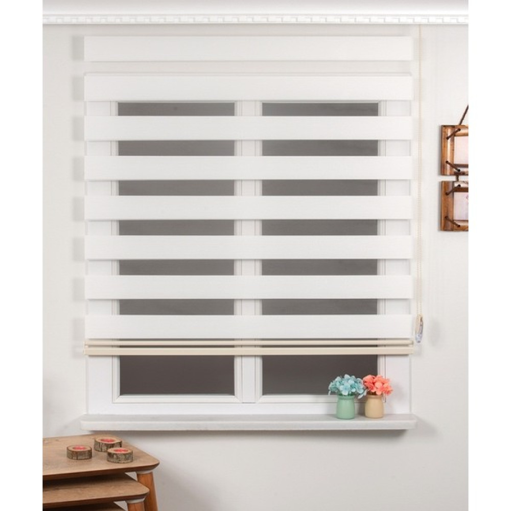 Düz Beyaz Zebra Perde Etek Dilimsiz 100 x 200 - 100 x 200 cm Perde Fiyatı