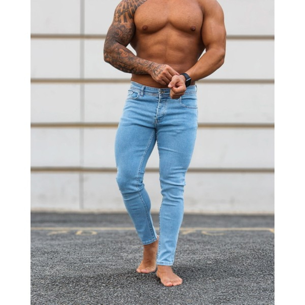 Düz Buz Mavisi Slim-Fit Kot Pantolon Erkek Pantolon Fiyatı