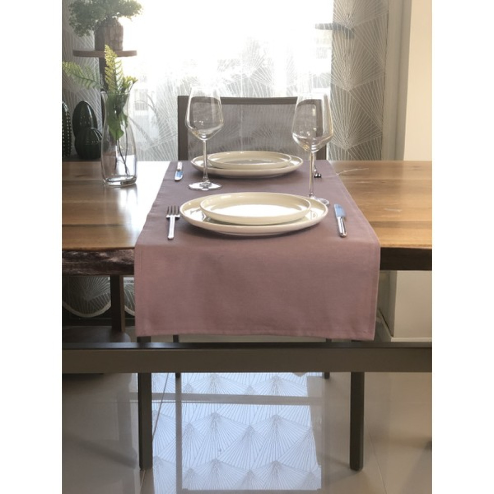 Düz Renk Kare Runner Örtü - Gül Kurusu - 40 x 140 cm Masa Örtüsü Fiyatı