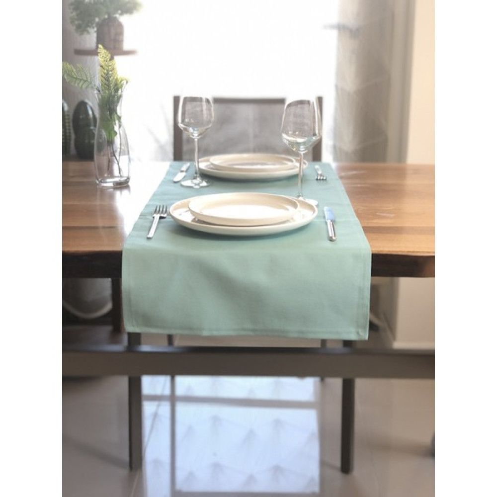 Düz Renk Kare Runner Örtü - Su Yeşili - 40 x 140 cm Masa Örtüsü Fiyatı