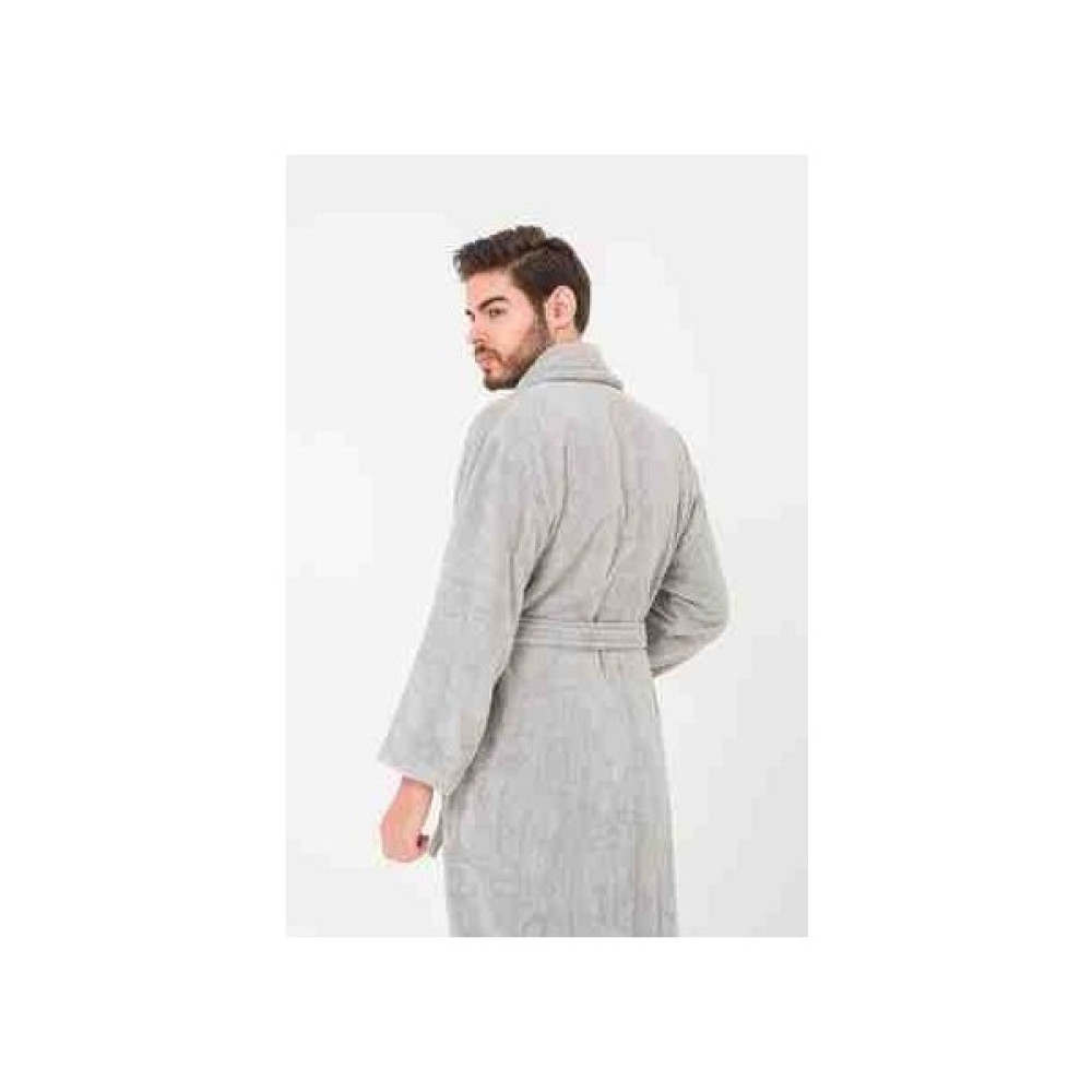 Düz ve Pamuklu Erkek Şal Yaka Bornoz - 7XL - Gri Bornoz Fiyatı