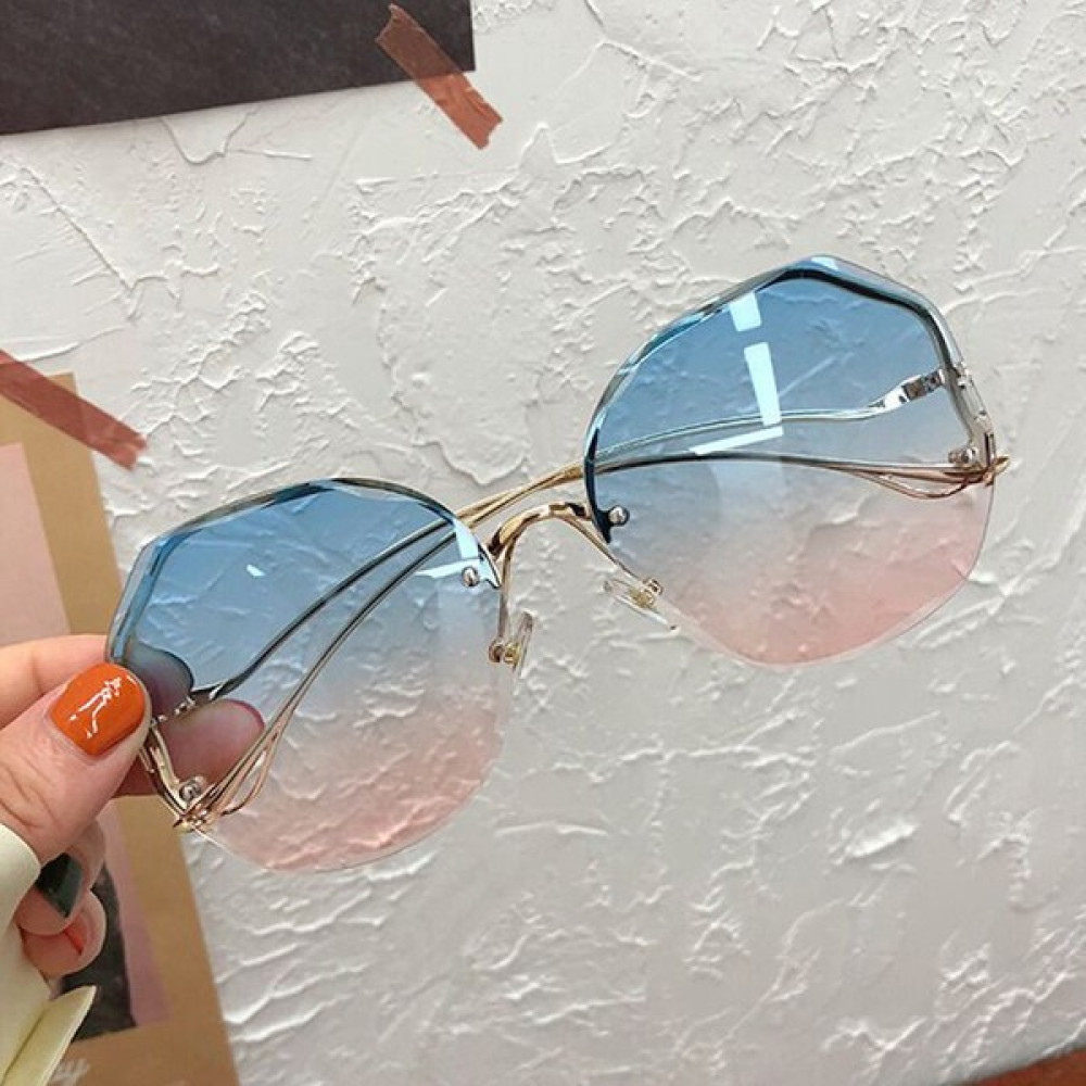 Düzensiz Çerçevesiz Güneş Gözlüğü Retro Degrade Moda Güneş Gözlüğü (Yurt Dışından) - Mavi - Pembe Kadın Güneş Gözlükleri Fiyatı