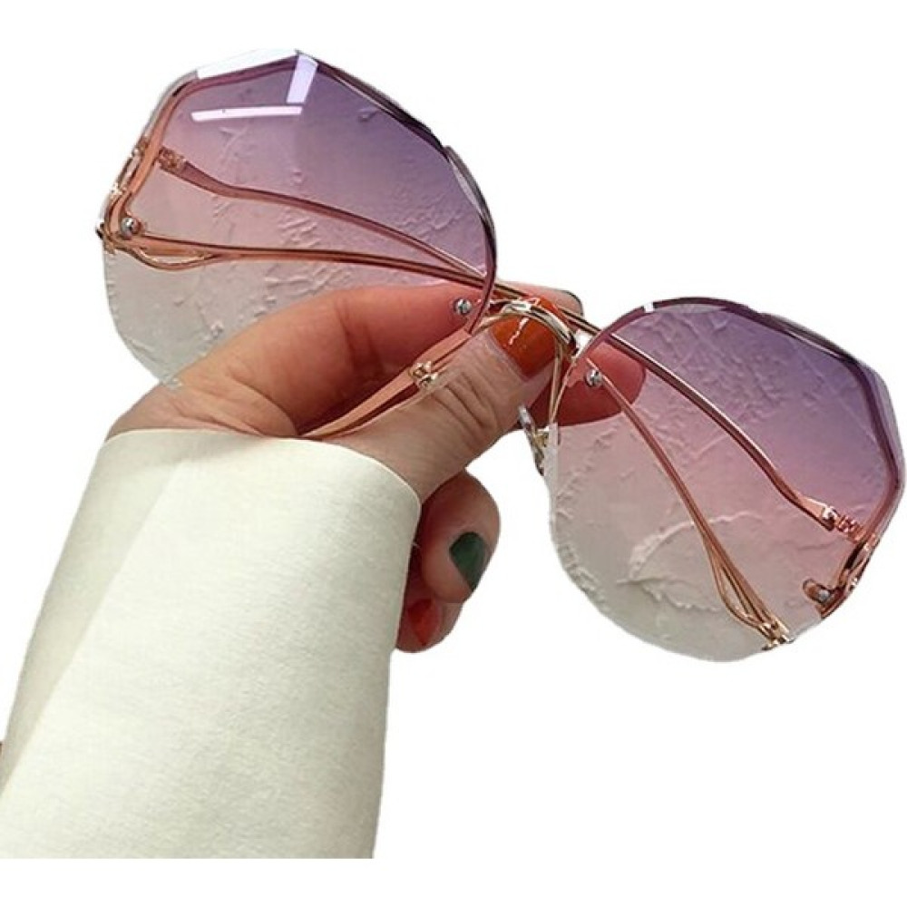 Düzensiz Çerçevesiz Güneş Gözlüğü Retro Degrade Moda Güneş Gözlüğü (Yurt Dışından) - Mor - Pembe Kadın Güneş Gözlükleri Fiyatı