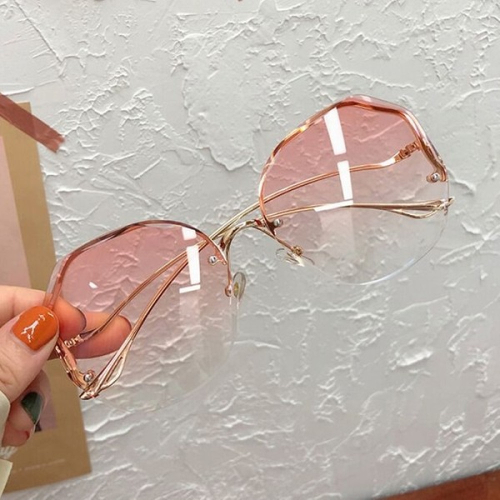 Düzensiz Çerçevesiz Yuvarlak Güneş Kadınlar Vintage Degrade Moda Güneş Gözlükleri(Yurt Dışından) - Açık Pembe Kadın Güneş Gözlükleri Fiyatı