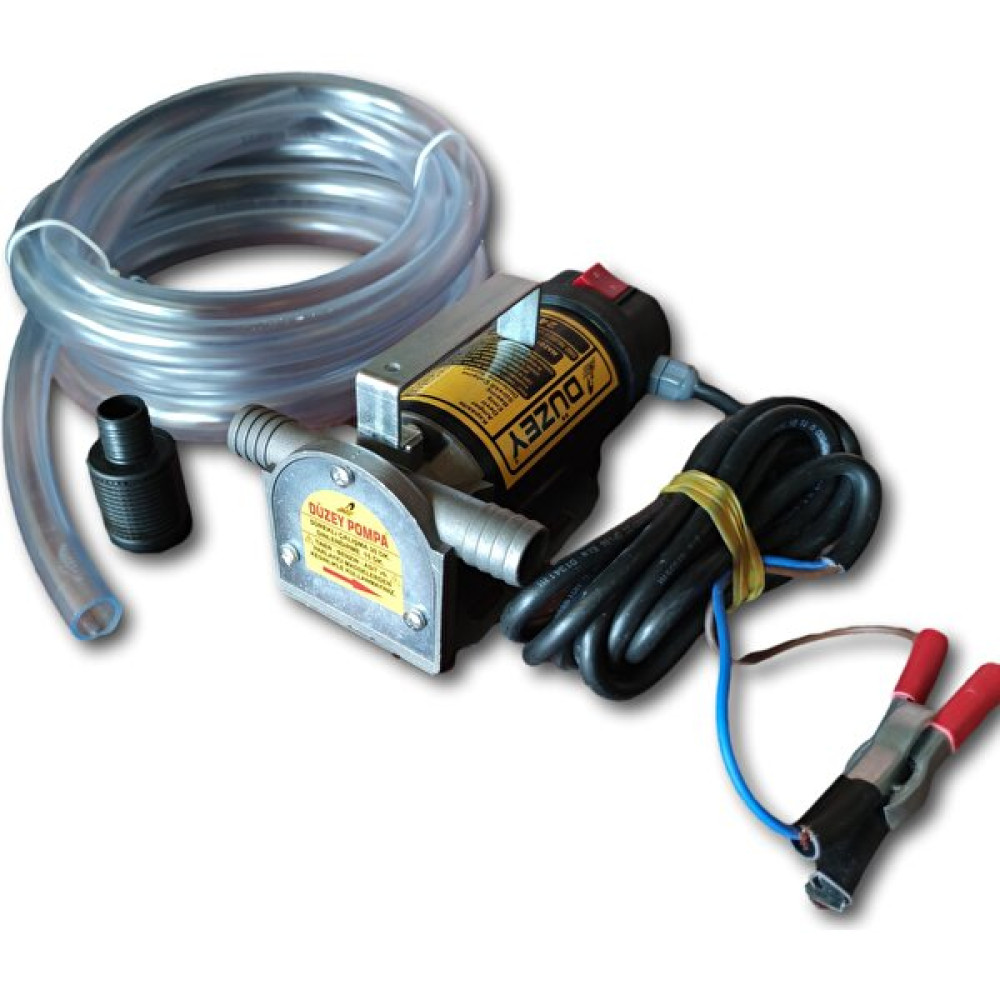 Düzey 24 Volt 1'' Çıkışlı Dıştan Çekme Mazot Aktarma Sıvı Transfer Pompası (Su - Süt - Yağ) & 5 Metre Hortumlu Set Bahçe Makinesi Fiyatı