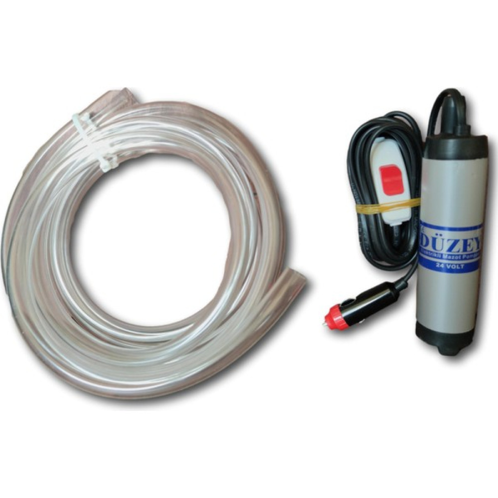 Düzey 24 Volt Mini (Küçük) Çakmaklık Girişli Dalgıç Mazot Aktarma Sıvı Transfer Pompası + 3 Metre Hortum Seti (Su - Süt - Yağ) Su Motoru Fiyatı