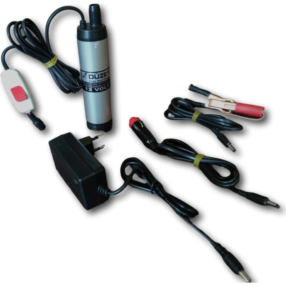 Düzey Ekstra 12 Volt Küçük Dalgıç Mazot Aktarma Sıvı Transfer Pompası (Su - Süt - Yağ) (Çakmaklık - Akü Maşası ve 220 Adaptörüyle Birlikte) Su Motoru Fiyatı