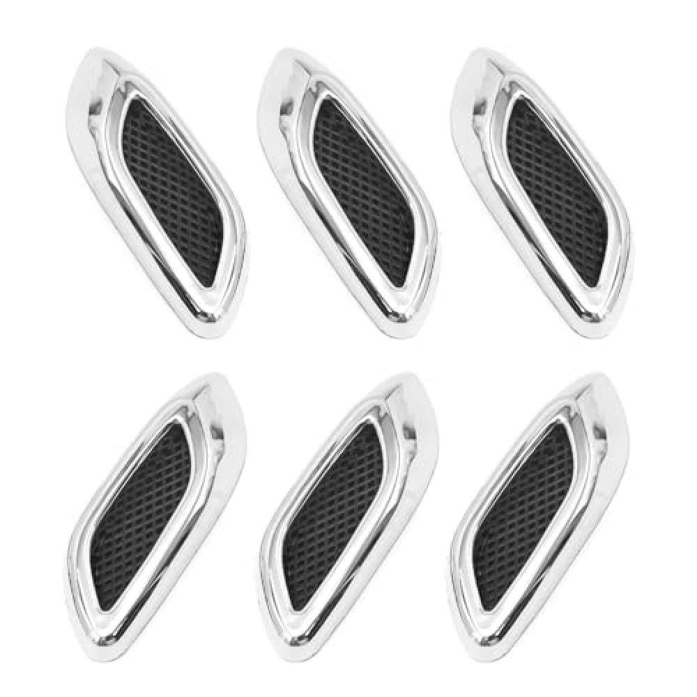 DUZFOREI 6 Pcs Universal Car Exterior Enhancement Kit, Car Fender Side Sticker, Decorative Intake and Simulated Air Outlet Sticker Set for Most Cars, ABS Carbon Fiber (Silver)