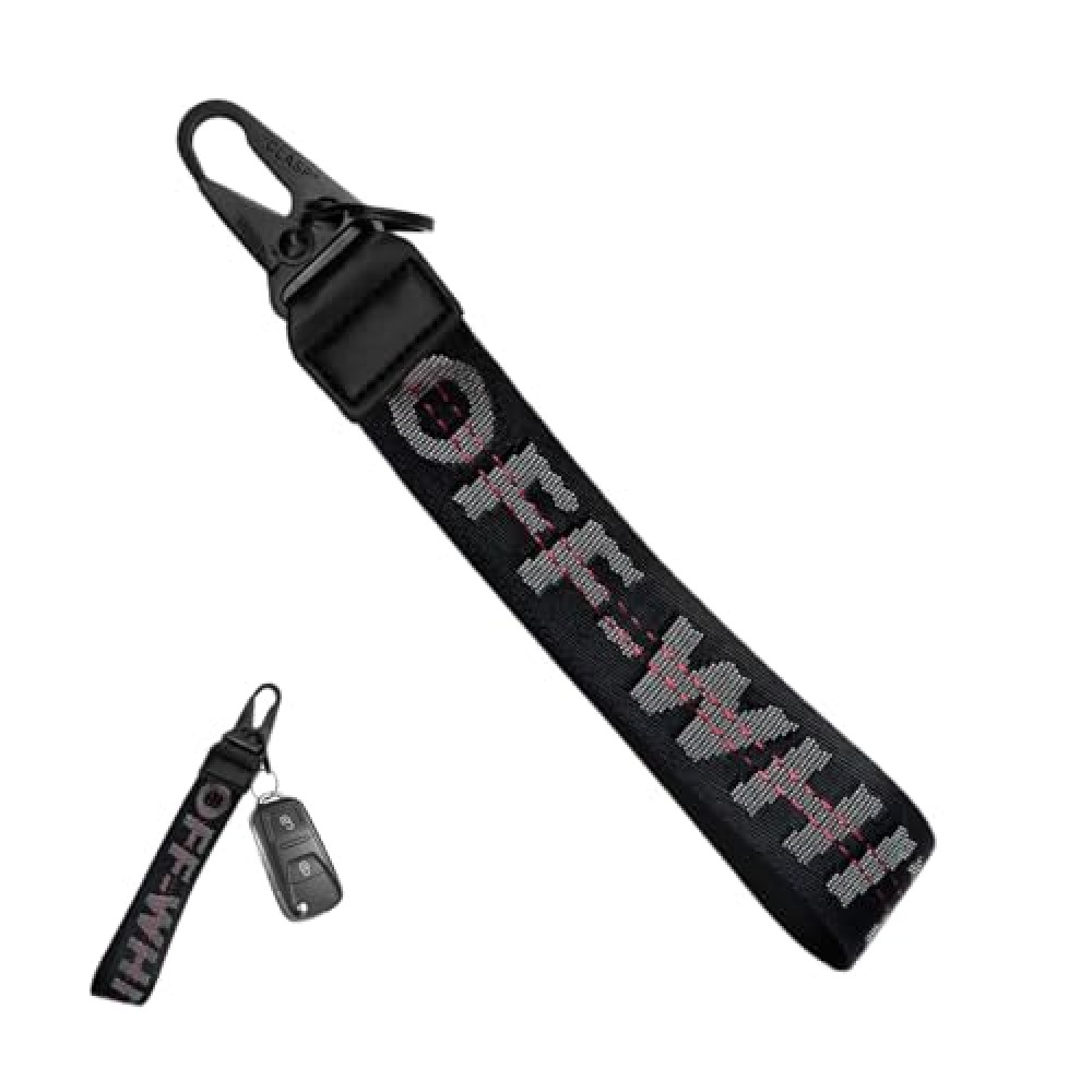 DXNQ Car Keychain, Fabric Keychain Wrist Lanyard, Key Ring for Cars Keys Wallets Jeans Decoration, Car Accessories (Black)