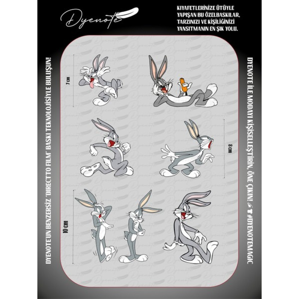 Dyenote Bugs Bunny Tavşan Cartoon Çizgi Press Tekstil Ütü Ile Yapışabilen Transfer Baskı Kağıdı Dtf Baskı Oyun & Hobi Fiyatı