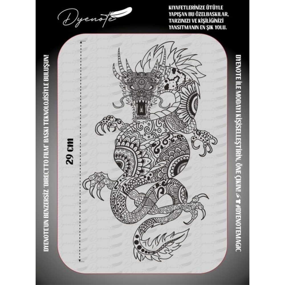 Dyenote Dragon Ejderha Mandala Motif Iron Press Tekstil Ütü Ile Yapışabilen Transfer Baskı Kağıdı Dtf Baskı Oyun & Hobi Fiyatı