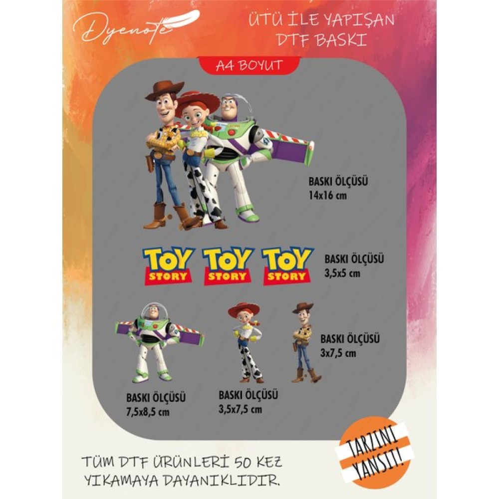 Dyenote Toy Story 1 Dtf Transfer Kağıdı A4 - Ütüyle Yapıştır Oto Boyaları Fiyatı