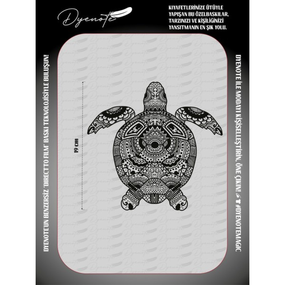 Dyenote Turtle Kaplumbağa Mandala Motif Iron Press Tekstil Ütü Ile Yapışabilen Transfer Baskı Kağıdı Dtf Baskı Oto Boyaları Fiyatı