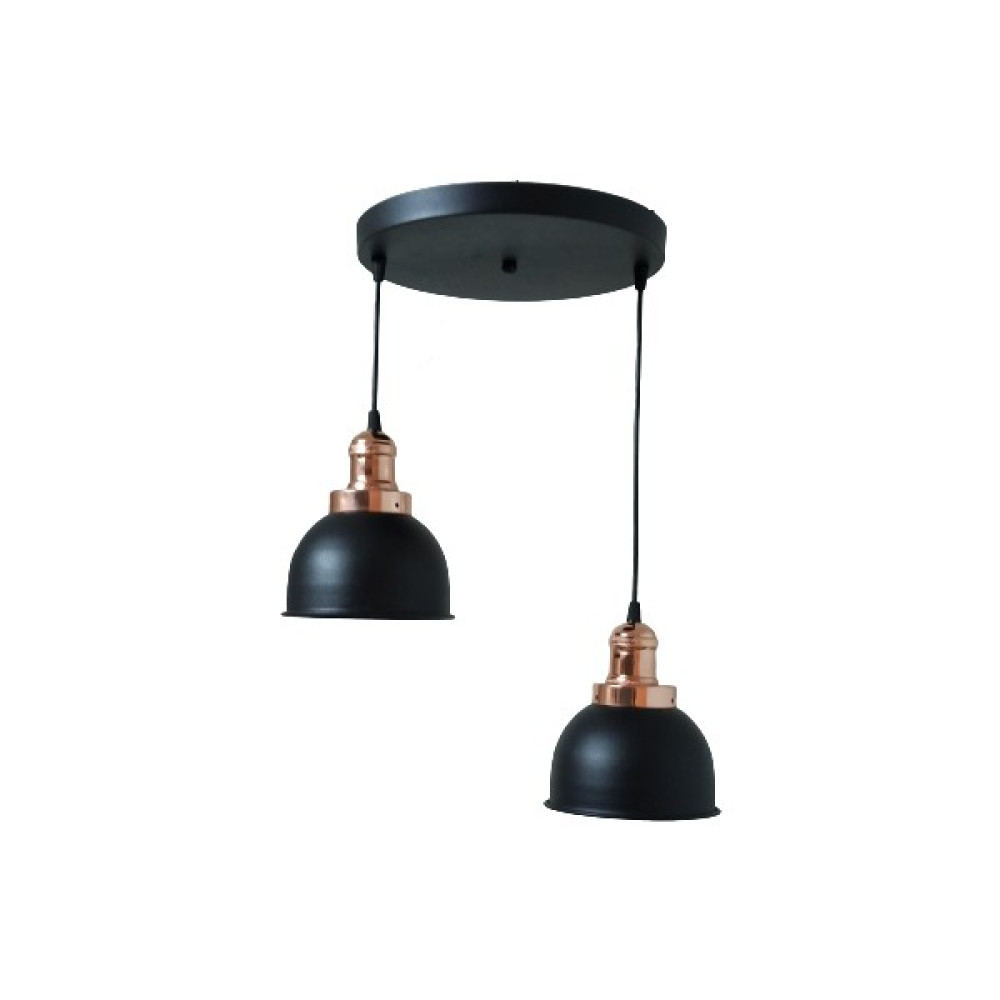 Dylight Retro Metal 2 Li Bakır Duylu Dekoratif Rustik Sarkıt Avize Çap :30 cm - Siyah - 1'li Avize Fiyatı
