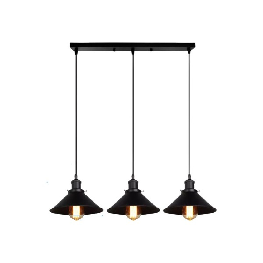 Dylight Retro Metal Siyah Sıralı Üçlü Sarkıt Avize GENIŞLIK:60CM - 3'lü Avize Fiyatı