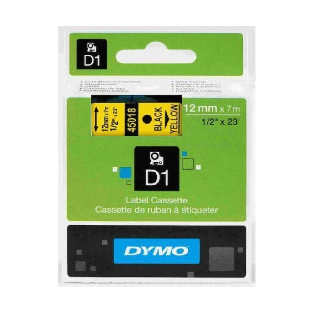 Dymo D1 Şerit 12MM x 7mt Sarı / Siyah 720580 45018 Barkod Okuyucular Fiyatı