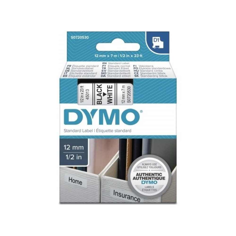 Dymo D1 Yedek Şerit 12mmx7m BeyazSiyah 45013 - Tekli Sarf Tüketim Malzemeleri Fiyatı
