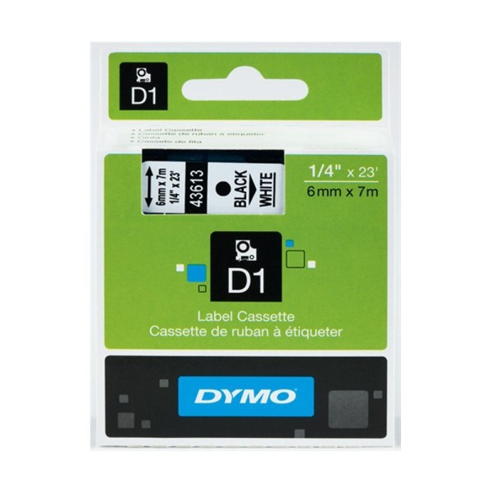 Dymo D1 Yedek Şerit 6mmx7m BeyazSiyah 43613 Etiket Makinesi Fiyatı