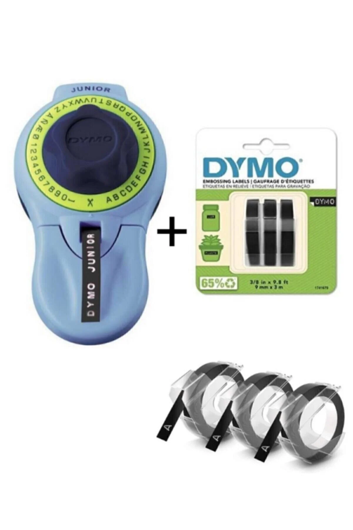 Dymo Junior Etiket Makinesi 3lü Blisterli Siyah Yedek Şerit 9 mmx3 m" Etiket Makinesi Fiyatı