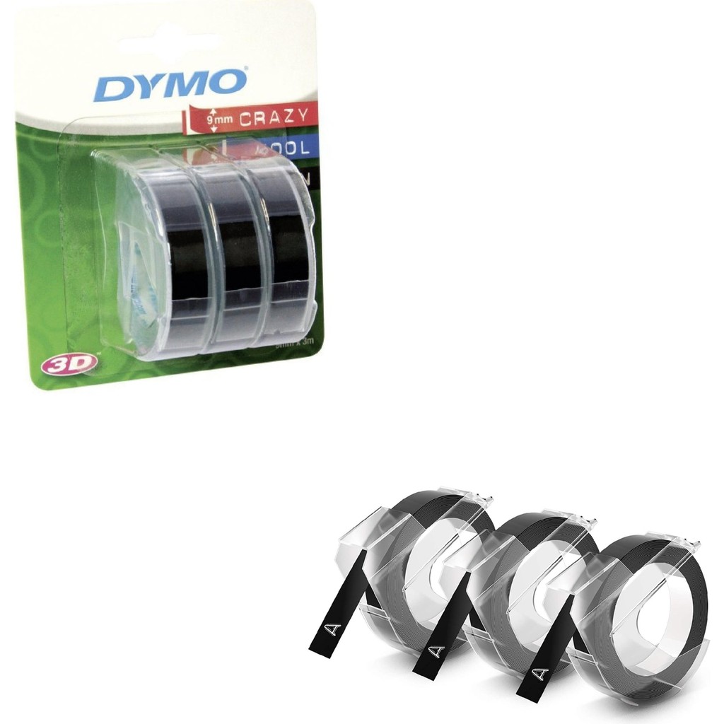 Dymo Junior / Omega 3'lü Siyah Yedek Şerit Etiket Makinesi İçin 9 mm x 3 mt Diğer Fiyatı