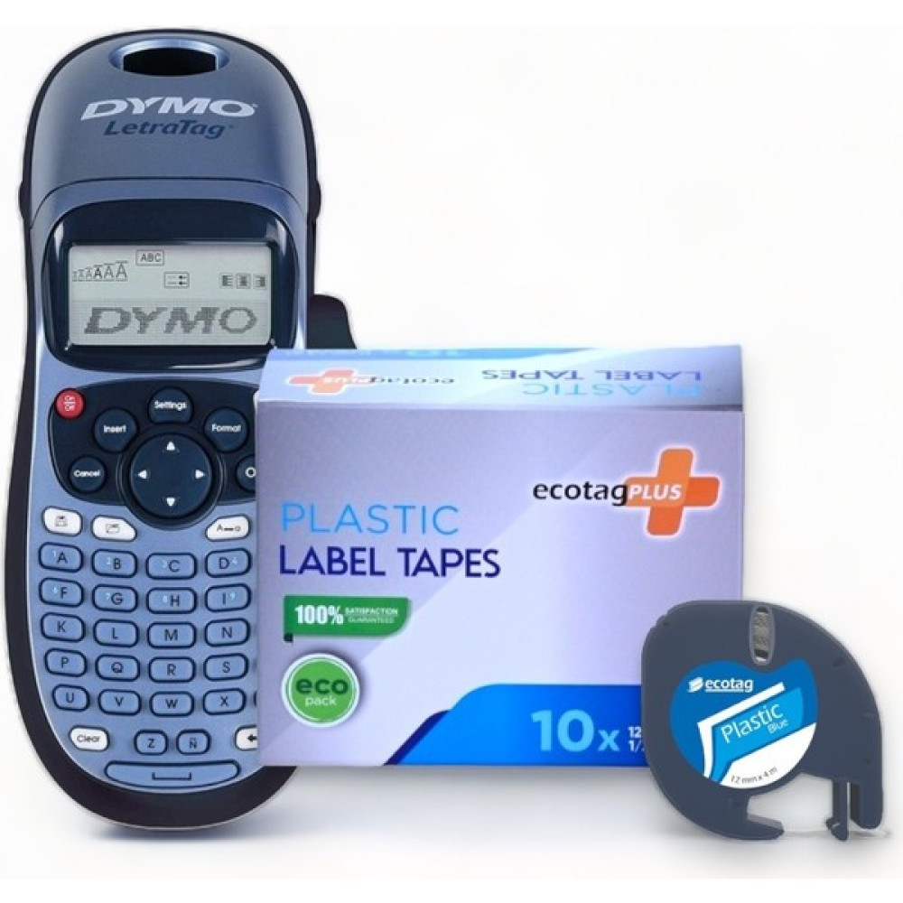 Dymo Letratag Etiket Yazıcı ve Ecotag Muadil Plastik Yedek Şerit Etiket 10'lu - Mavi Etiket Makinesi Fiyatı