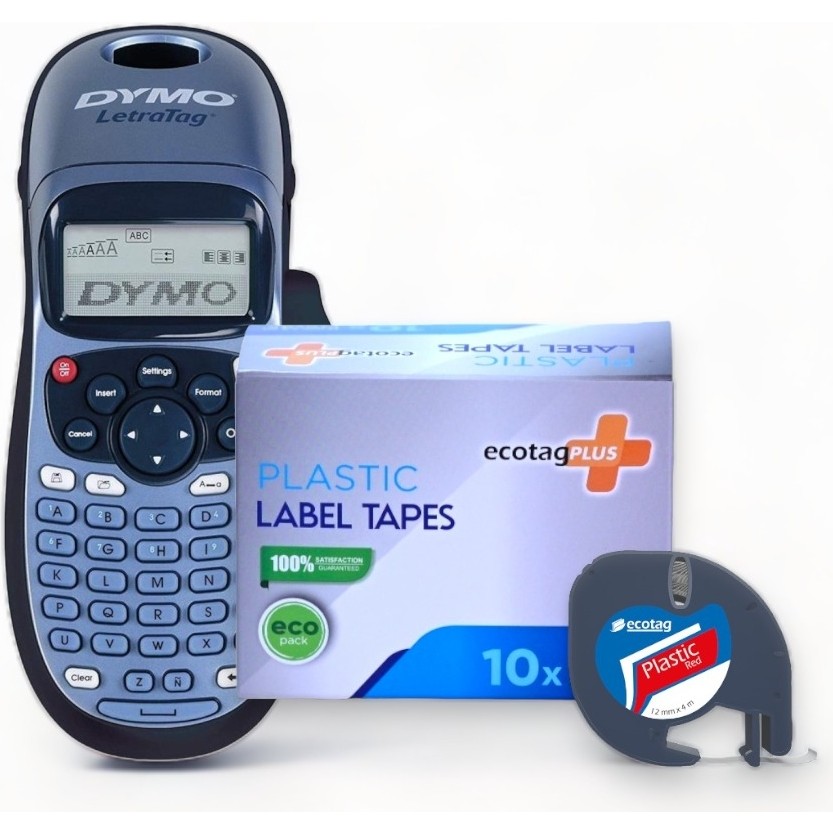 Dymo Letratag Etiket Yazıcı ve Ecotagplus Muadil Plastik Yedek Şerit Etiket 10'lu - Kırmızı Yazıcılar Fiyatı