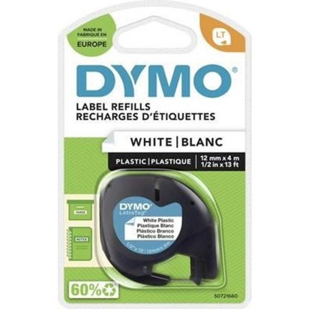 Dymo Letratag Yedeği 12 mm. x 4 m. Plastik Beyaz - Tekli Sarf Tüketim Malzemeleri Fiyatı