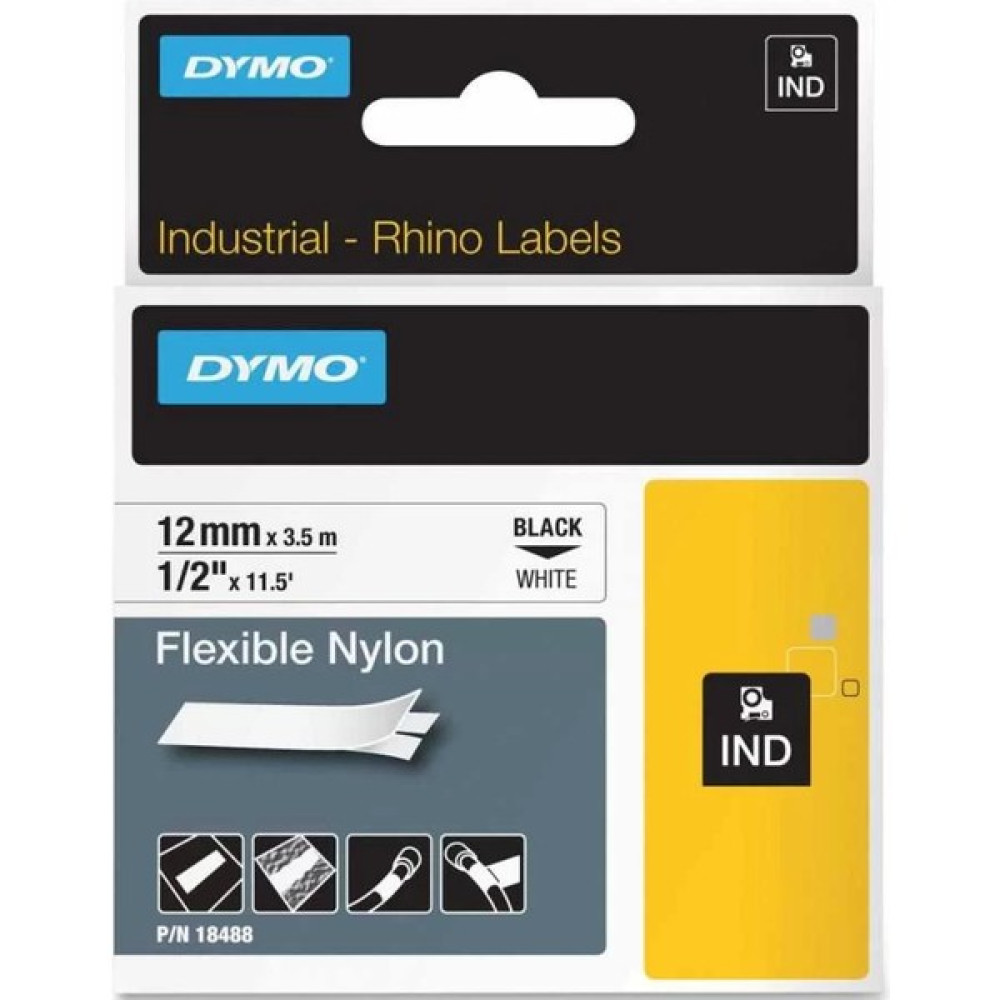 Dymo Rhinopro 18488 Beyaz/siyah Esnek Naylon Şerit 12 mm x 3,5 mt Oto Boyaları Fiyatı